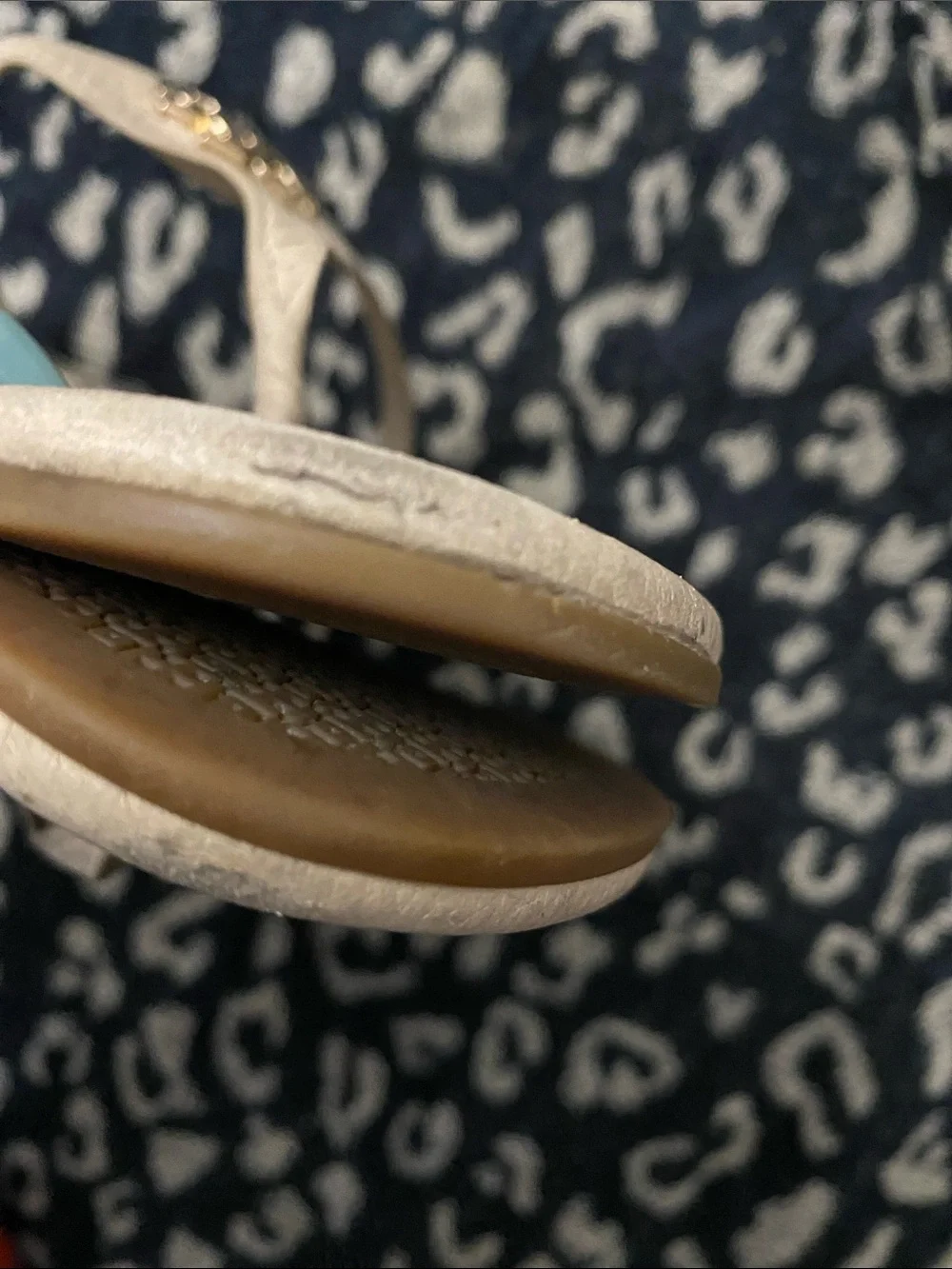 Tory Burch Beige Logo Thong Sandals with Gold Emblem